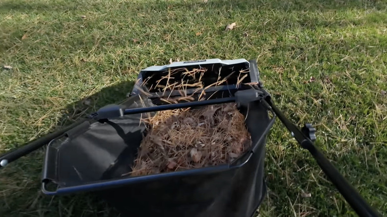 Dapper 21-inch lawn sweeper in use