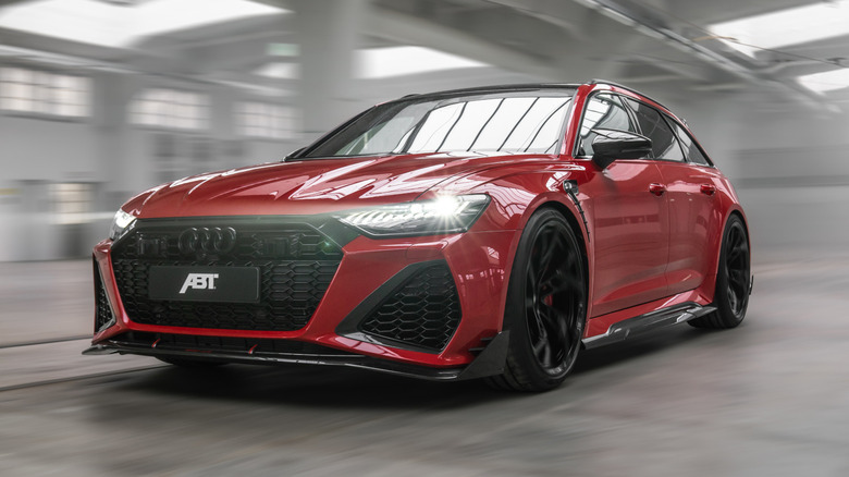 A close up shot of a red ABT Audi RS 6 Legacy Edition