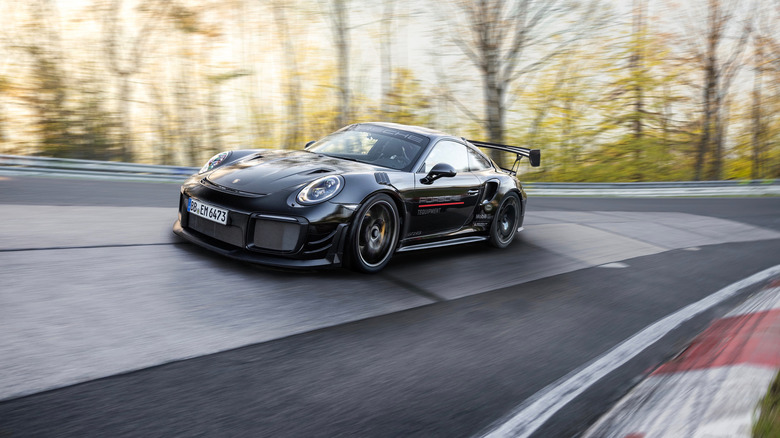 A shot of the Porsche GT2 RS MR on the Nurburgring Nordschleife