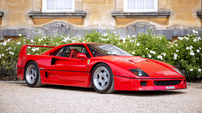 A red Ferrari F40 parked
