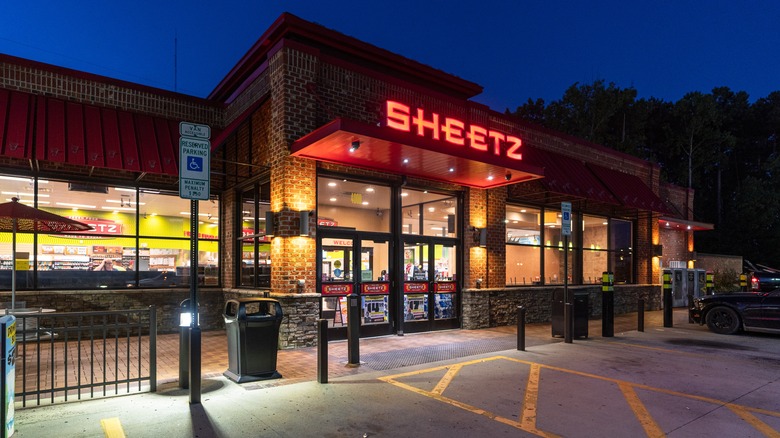 Sheetz gas station exterior at dusk