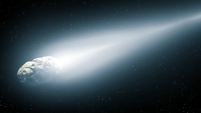 Illustration of a comet with a bright tail