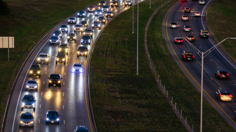 American highway during evening hours