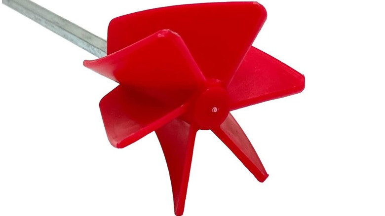 Close up of Edward Tools Paint Mixer Drill Attachment head on white background