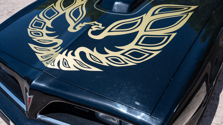 Closeup of Firebird hood decal