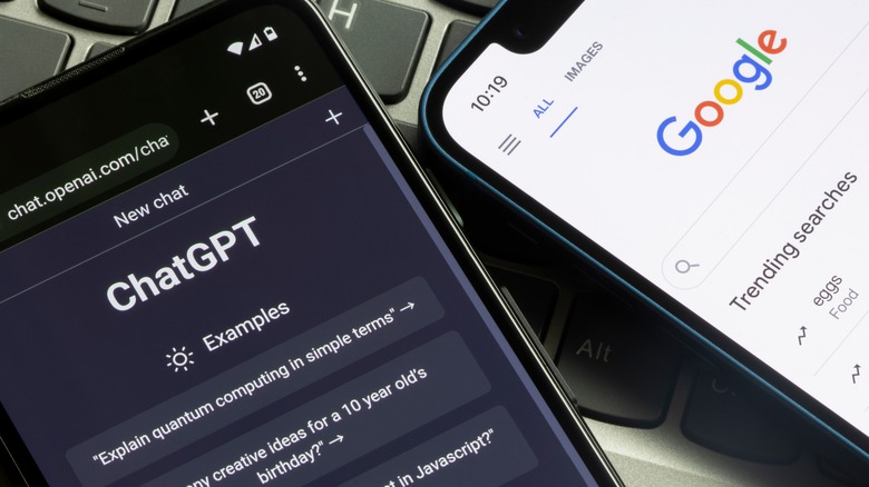 ChatGPT Google smartphone screens