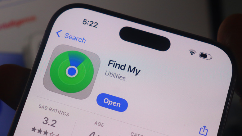 An iPhone showing the Find My app