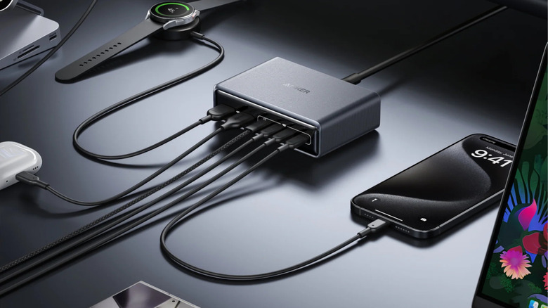 Anker Prime charger charging multiple devices at once
