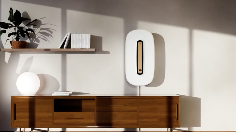 Digital render of the Caeli One air conditioner in a modern living room.