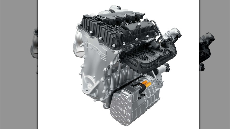 Future Hybrid System by Horse Powertrain, front 3/4 view, white background