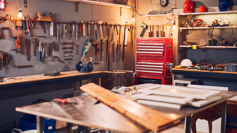 A workshop and tools