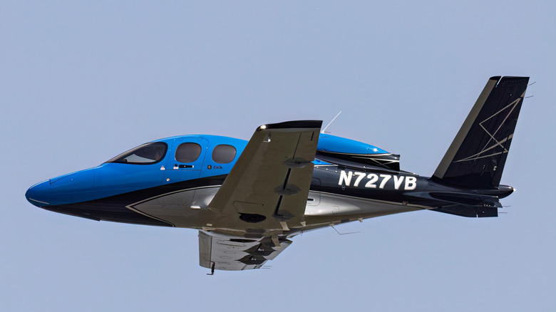 A Cirrus Vision Jet in the air