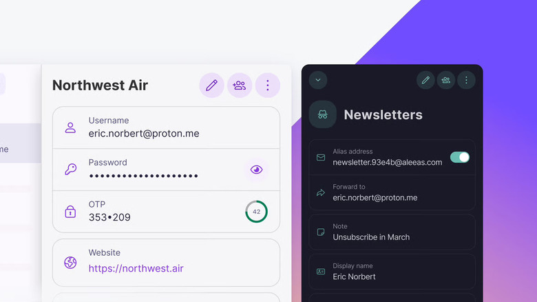 Email Alias feature shown in Proton apps