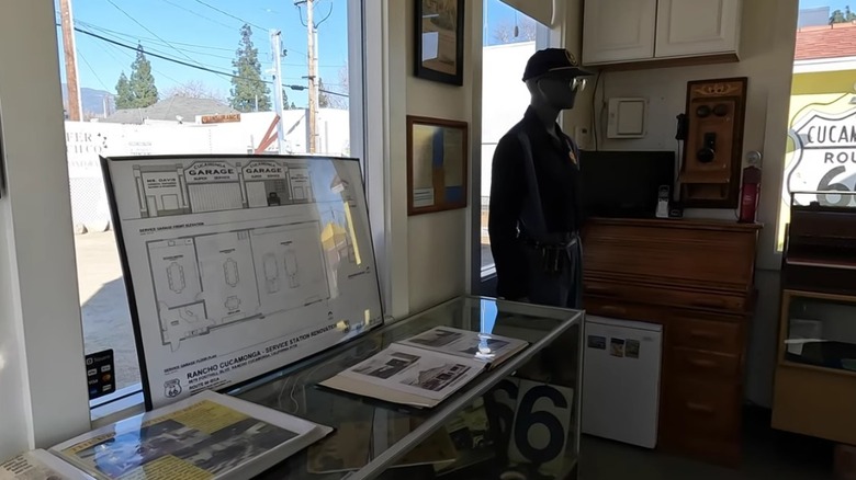 Displays inside the Cucamonga Service Station museum.