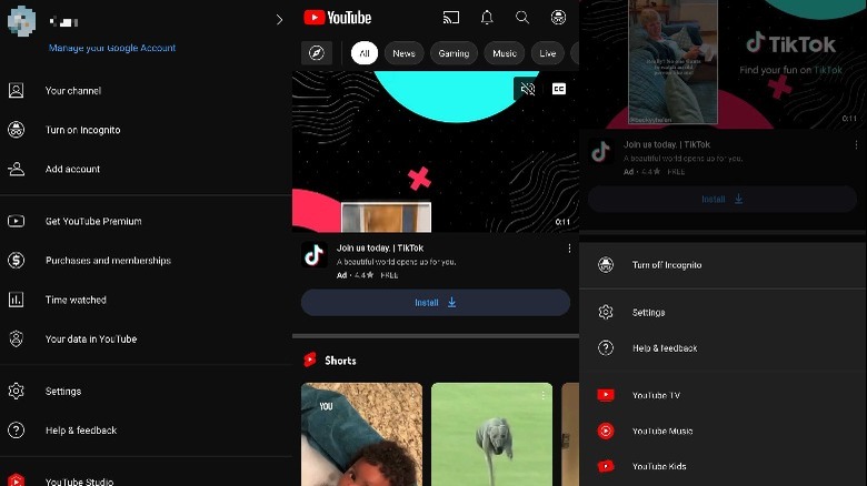 YouTube app screenshot