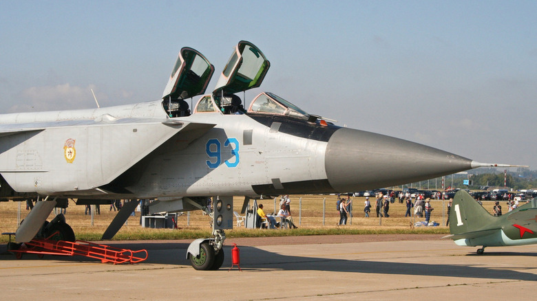 Mikoyan MiG-31BM Foxhound on the ground.