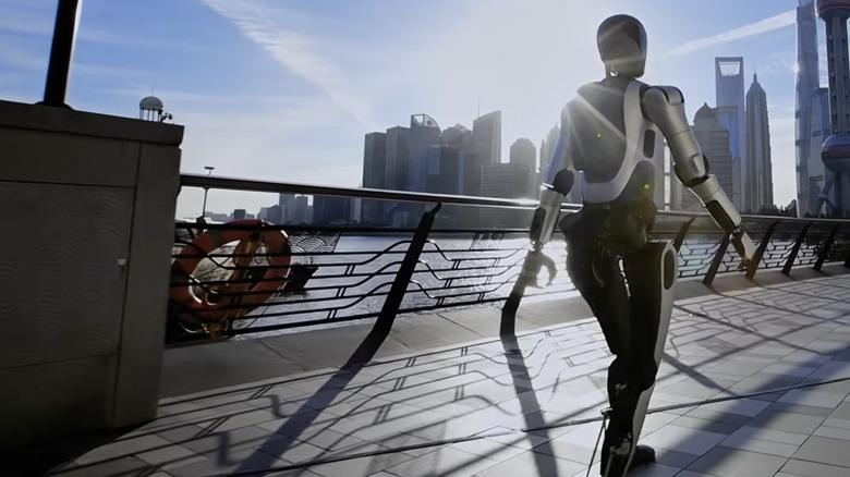 Agibot A2 humanoid robot walks on pier