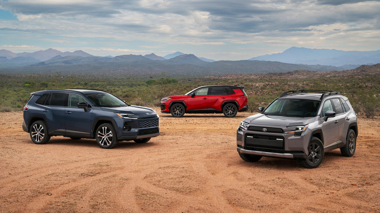 Three different trims of the 2026 Toyota RAV4 Plug-In Hybrid