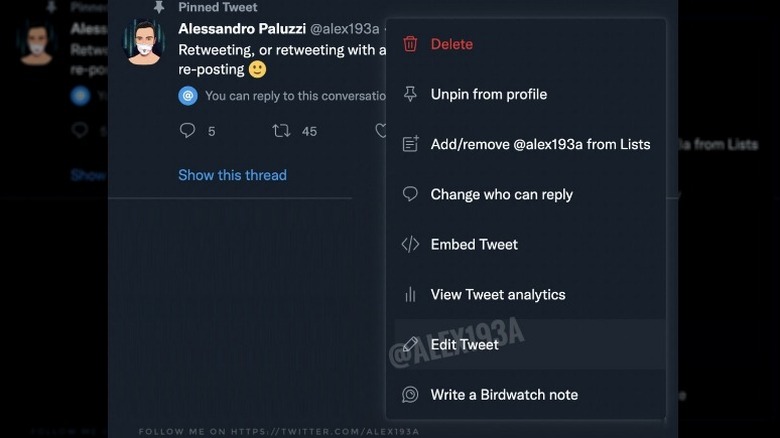 Twitter edit feature screenshot