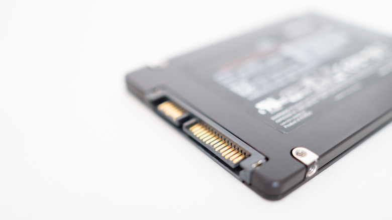 Solid state drive (SSD) isolated on white background.