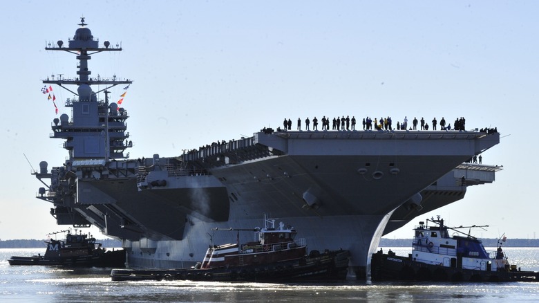The USS Gerald R. Ford (CVN-78) underway for builder's sea trials