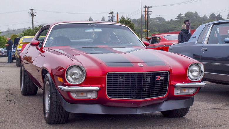Red Camaro Z/28 with LT-1 engine