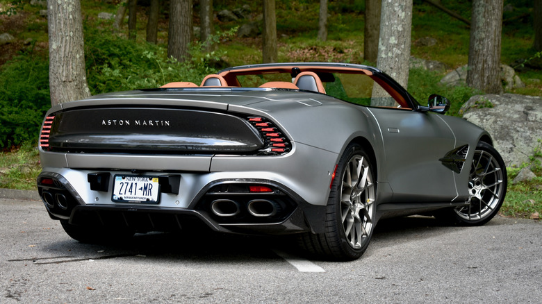 2026 Aston Martin Vanquish Volante rear three quarter view.