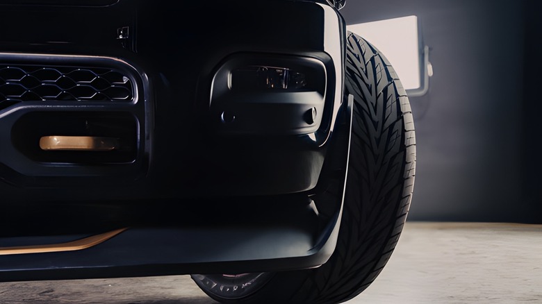 Black Fox Factory RAM 1500 lowered bumper with gold accents