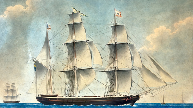 A merchant sailing ship similar to the Dutch ship that sank in 1857