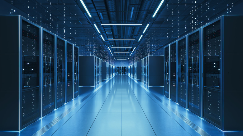 Picture displaying server racks in a data center