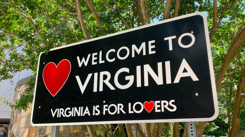 Sign displaying Welcom to Virgina message
