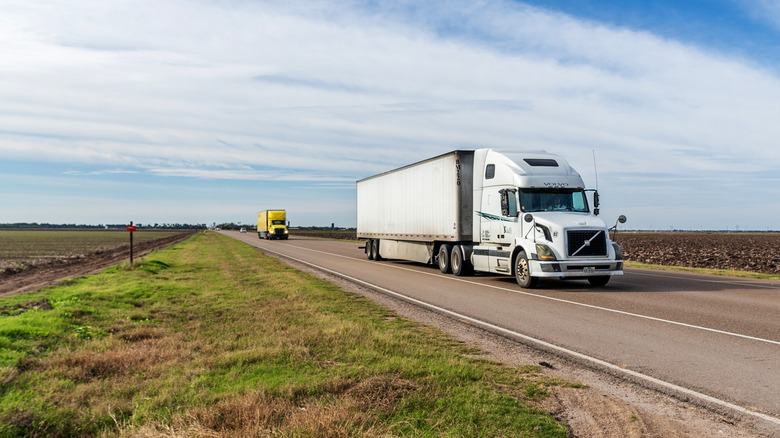 Semi trucks driving near Brownsville, Texas