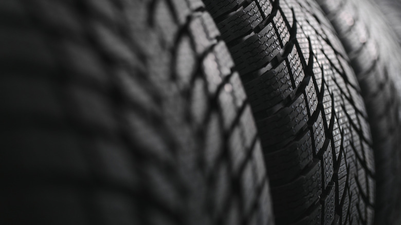 Picture showing closeup of tire treads