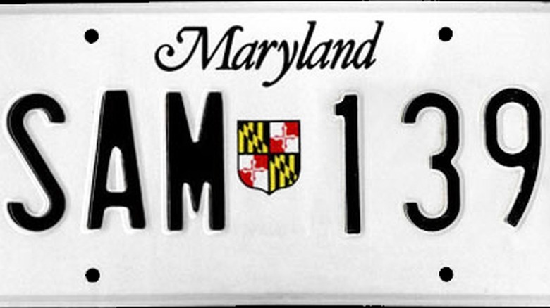 License plate from the state of Maryland.