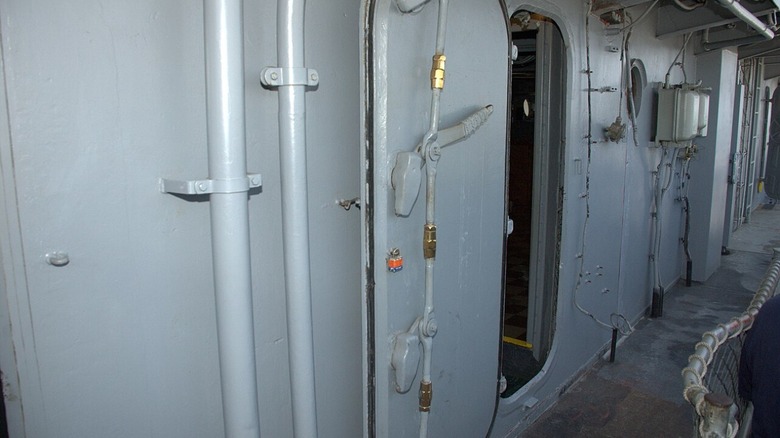 A door in the USS Hornet museum.