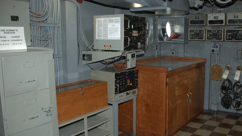 A storage and instrument room in the USS Hornet museum