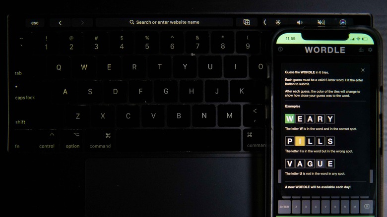 Wordle puzzle smartphone and keyboard