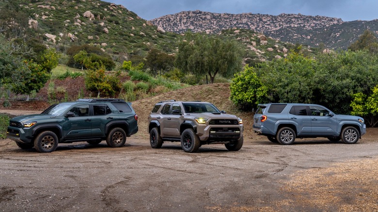 Three 2025 Toyota 4Runners parked side by side