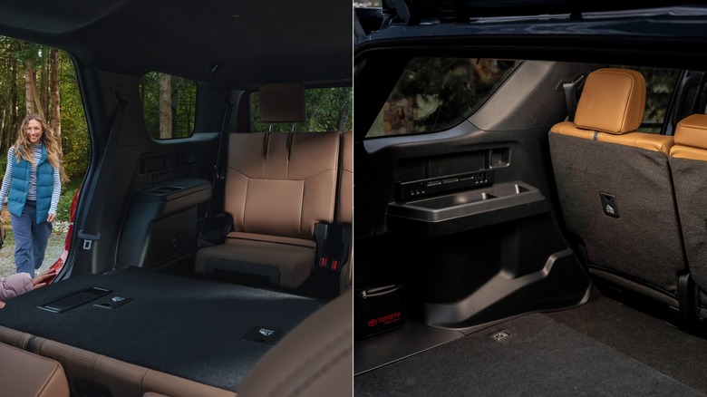 Side-by-side view of 2025 4Runner gas and hybrid models highlighting the third-row seat difference.