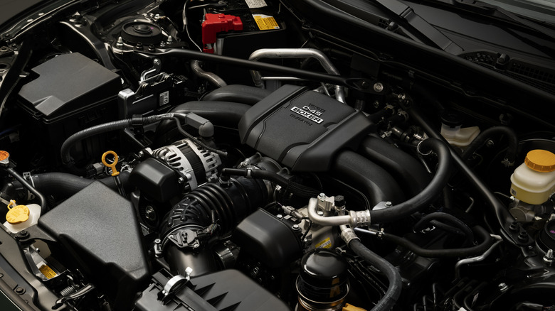 Detail view of 2.4L boxer-four engine in GR86