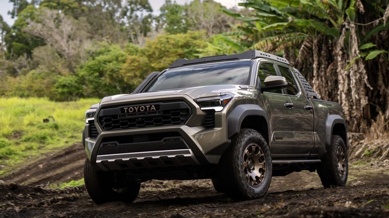 Front shot of a 2024 Toyota Tacoma Trailhunter off-roading