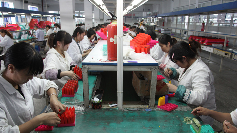 File photo of a smartphone manufacturing facility in China