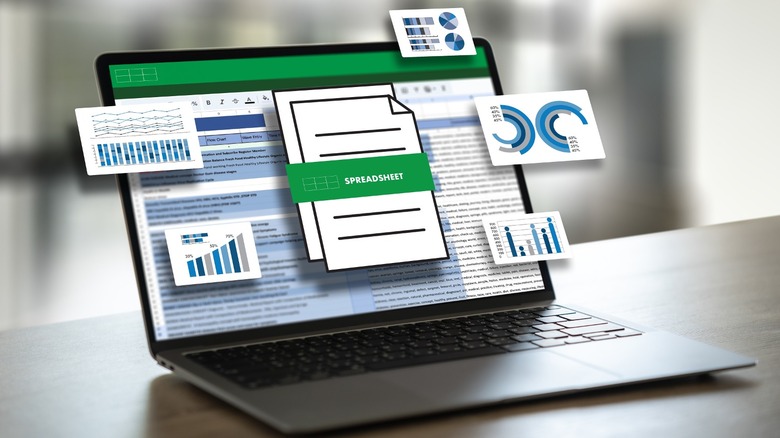Spreadsheet editing app illustration on laptop