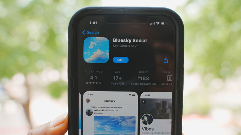 Bluesky app listing iPhone