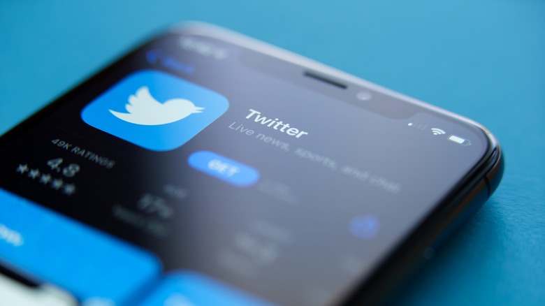 Twitter app on a phone.