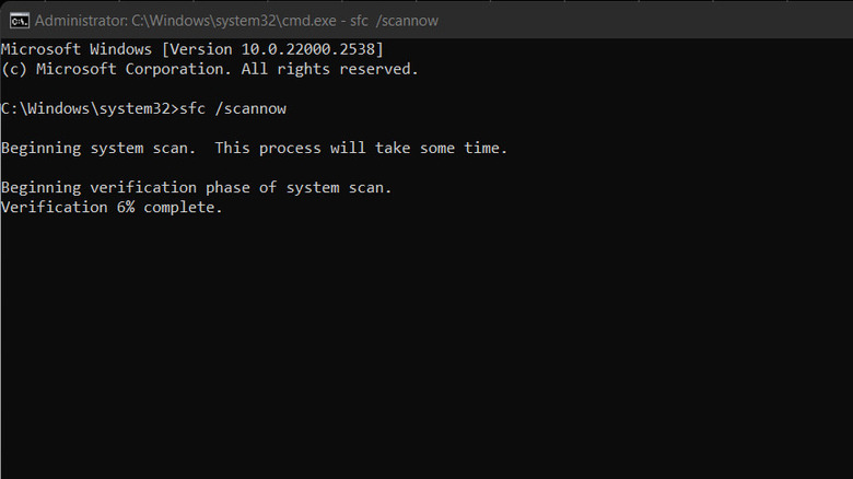 SFC scan Windows command prompt 
