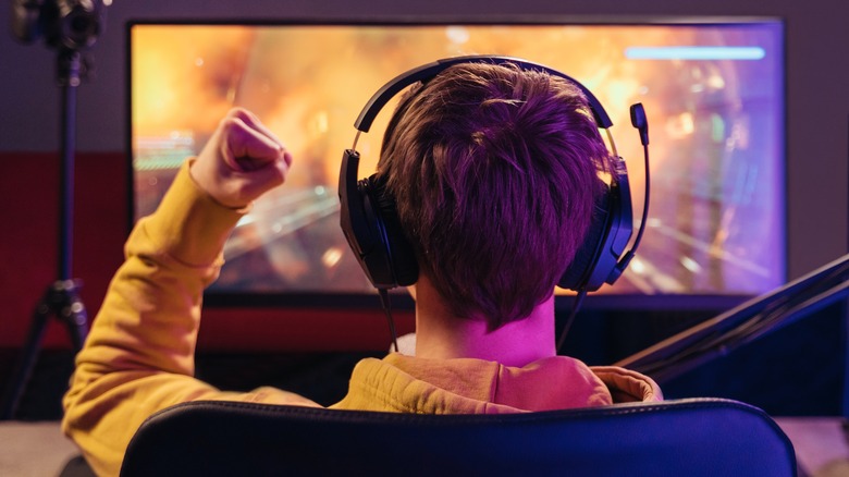 Someone wearing gaming headset