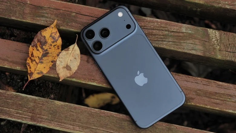 iPhone 17 Pro Max face down on bench