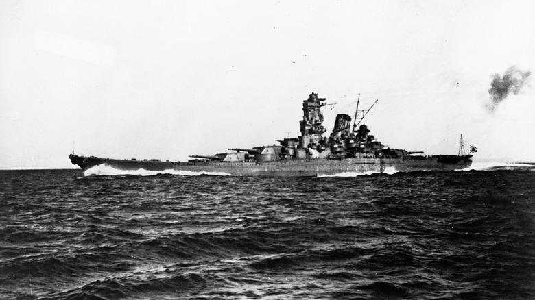 The Japanese battleship Yamato at sea.