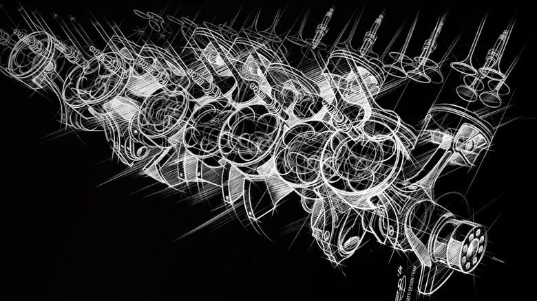 V16 piston layout sketch